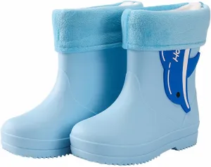 Unisex Child Walking Shoes Fleece Lined Waterproof Rain Boots Cute Cartoon Lightweight Toddler Rubber Baby Booties