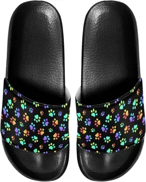 Unisex Slide Sandals with Soft Footbed Comfort Slides for Women and Men, Slide Sandals Leather Size 6-13.5