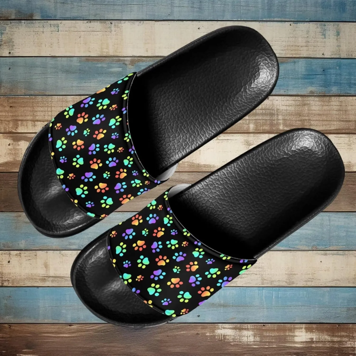 Unisex Slide Sandals with Soft Footbed Comfort Slides for Women and Men, Slide Sandals Leather Size 6-13.5