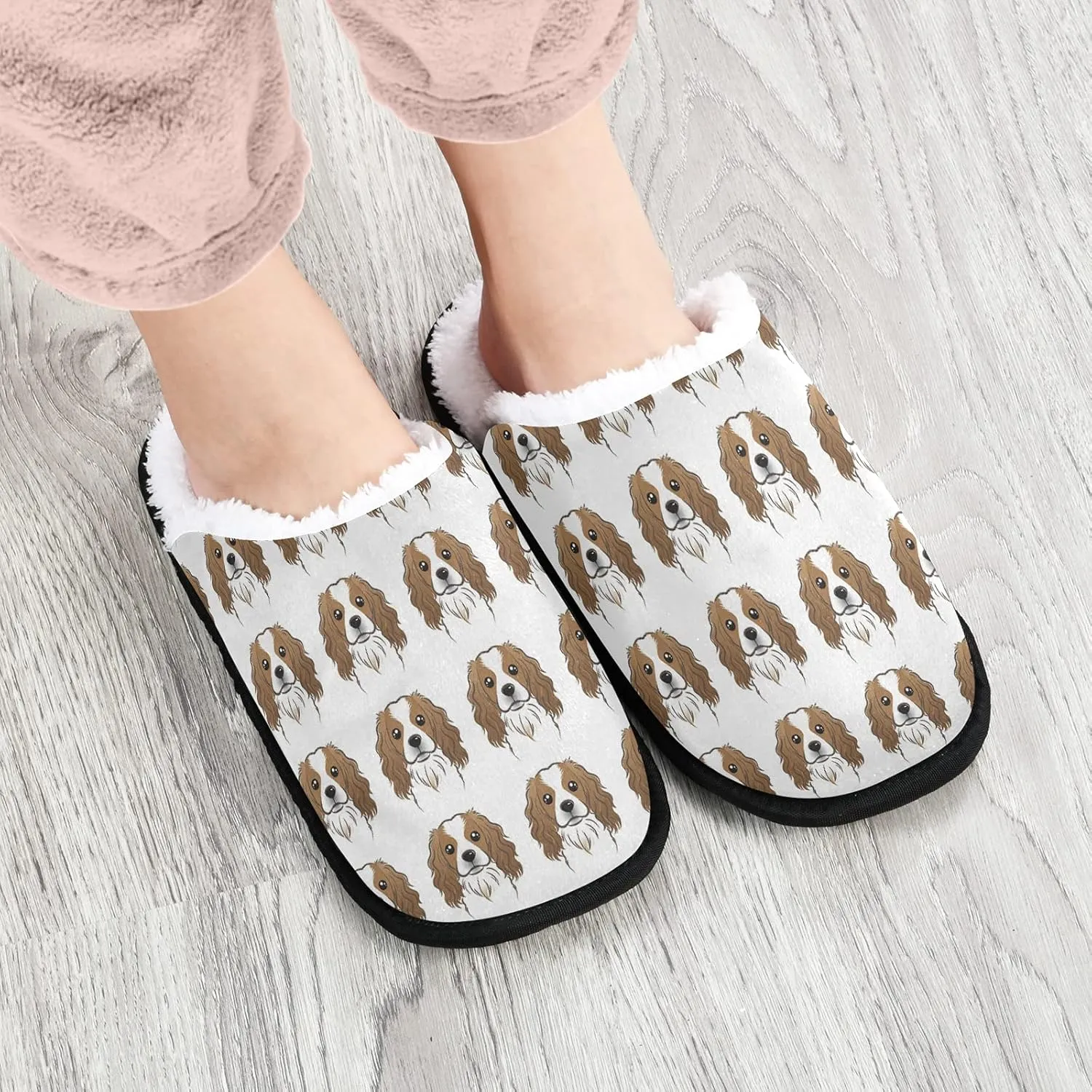 Unisex Slippers Fuzzy Feet Plush Slippers Anti-Slip Warm House Shoes M/L