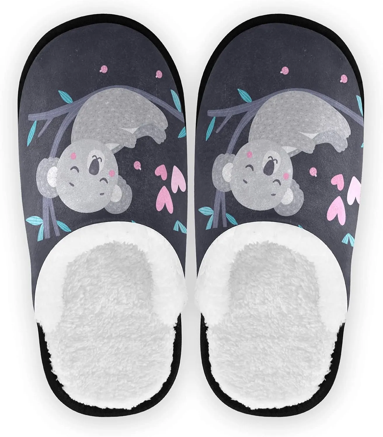 Unisex Slippers Fuzzy Feet Plush Slippers Anti-Slip Warm House Shoes M/L