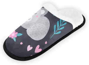 Unisex Slippers Fuzzy Feet Plush Slippers Anti-Slip Warm House Shoes M/L