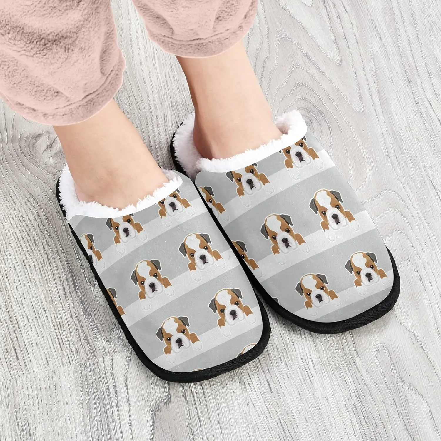Unisex Slippers Fuzzy Feet Plush Slippers Anti-Slip Warm House Shoes M/L