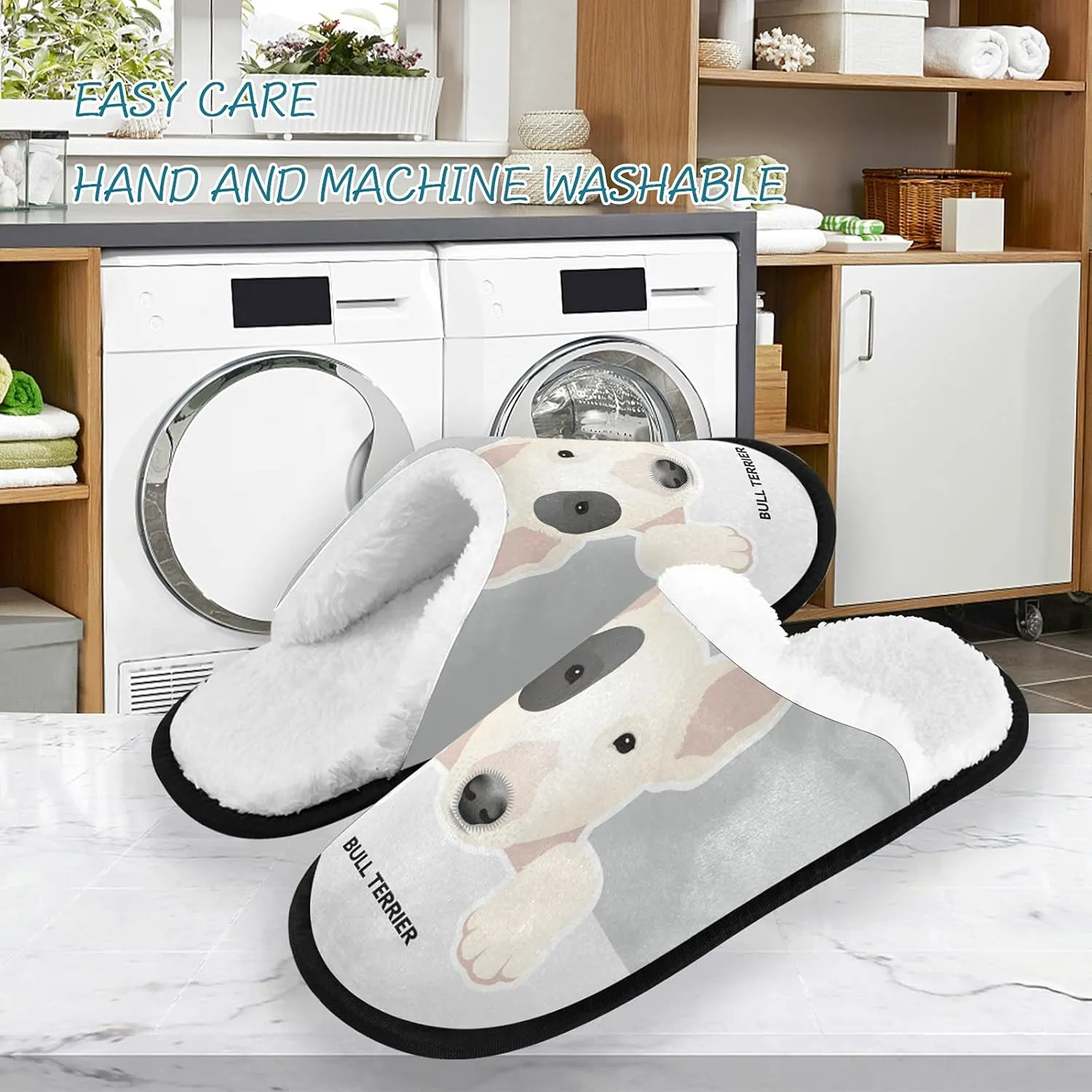Unisex Slippers Fuzzy Feet Plush Slippers Anti-Slip Warm House Shoes M/L