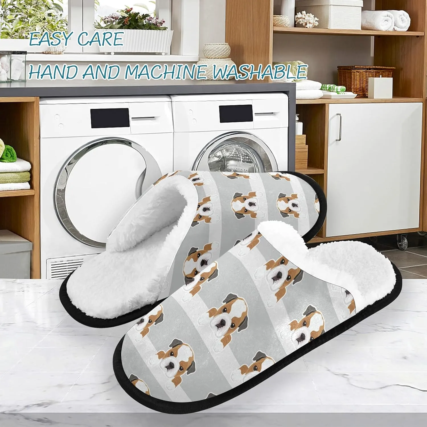 Unisex Slippers Fuzzy Feet Plush Slippers Anti-Slip Warm House Shoes M/L