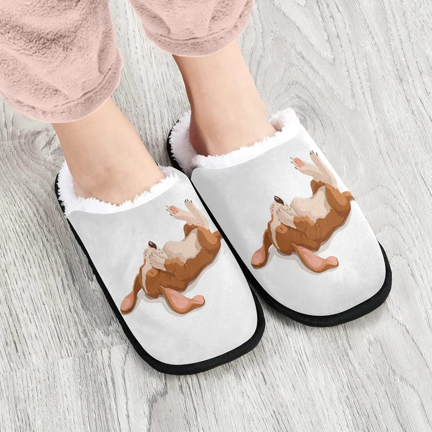 Unisex Slippers Fuzzy Feet Plush Slippers Anti-Slip Warm House Shoes M/L