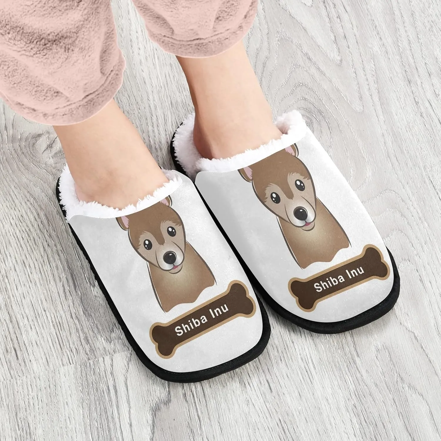 Unisex Slippers Fuzzy Feet Plush Slippers Anti-Slip Warm House Shoes M/L