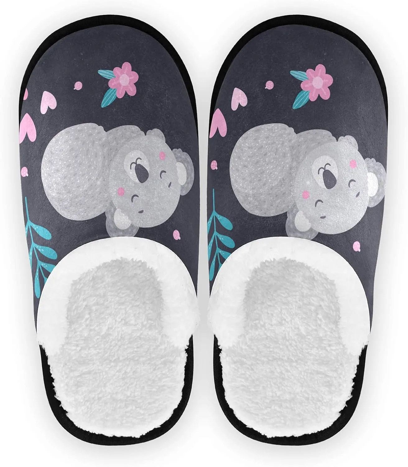 Unisex Slippers Fuzzy Feet Plush Slippers Anti-Slip Warm House Shoes M/L