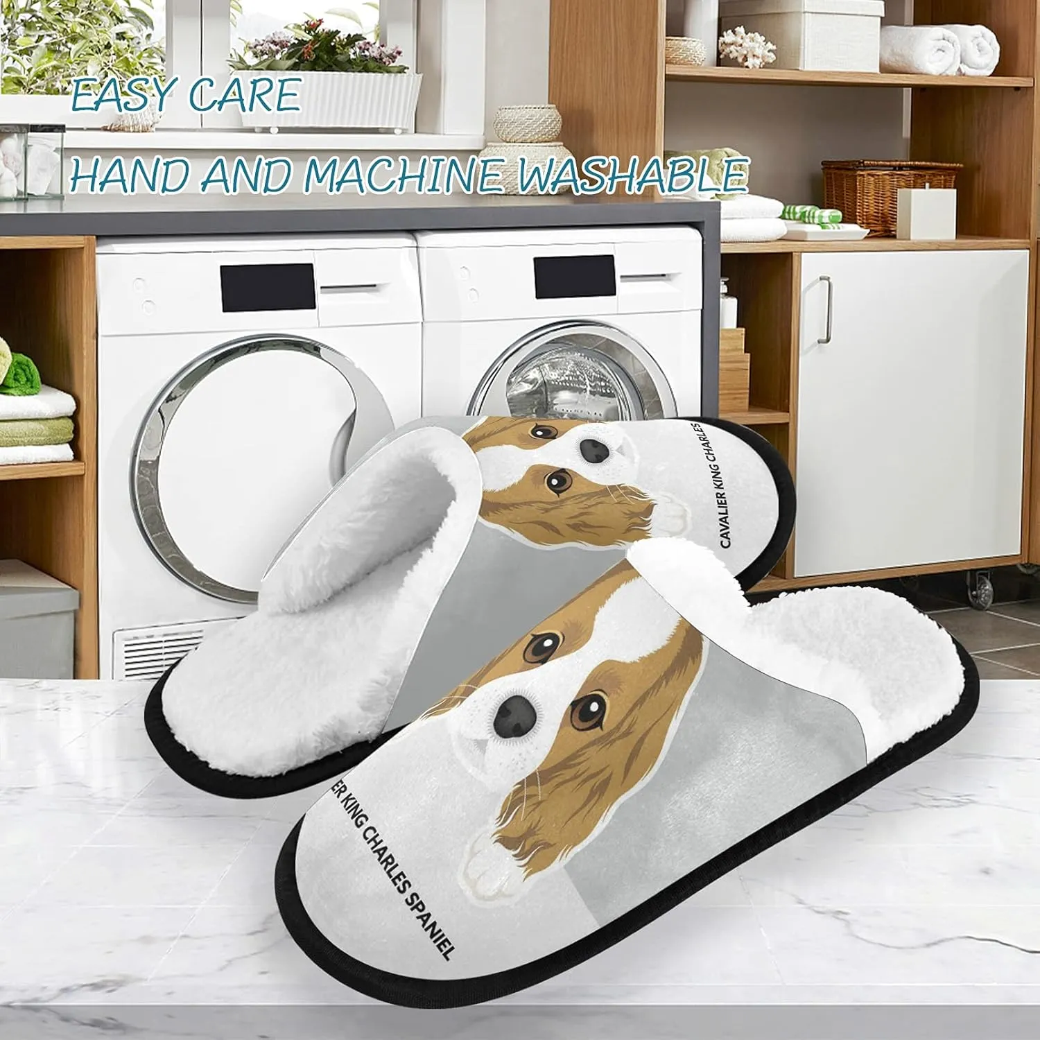 Unisex Slippers Fuzzy Feet Plush Slippers Anti-Slip Warm House Shoes M/L