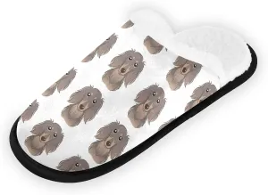 Unisex Slippers Fuzzy Feet Plush Slippers Anti-Slip Warm House Shoes M/L