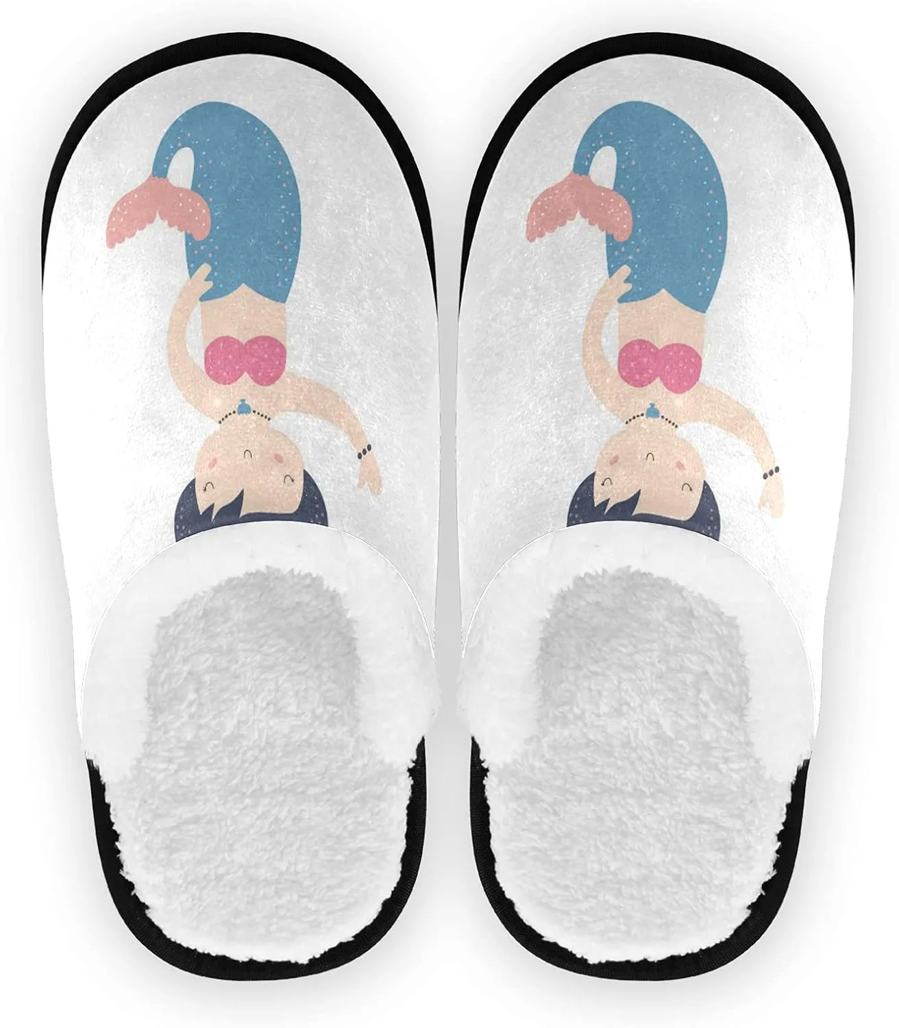 Unisex Slippers Fuzzy Feet Plush Slippers Anti-Slip Warm House Shoes M/L