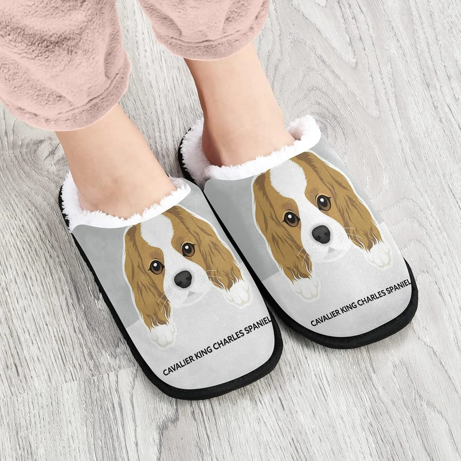 Unisex Slippers Fuzzy Feet Plush Slippers Anti-Slip Warm House Shoes M/L