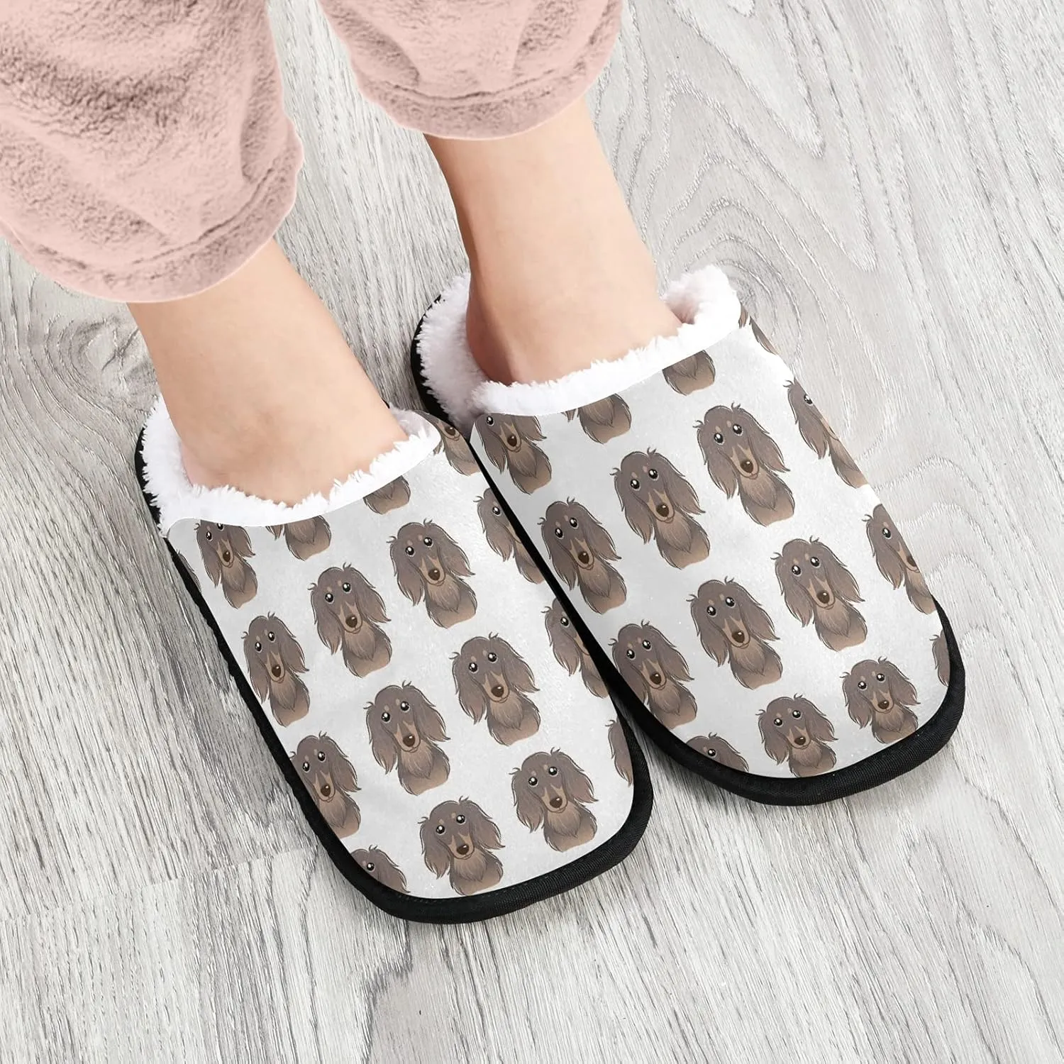 Unisex Slippers Fuzzy Feet Plush Slippers Anti-Slip Warm House Shoes M/L