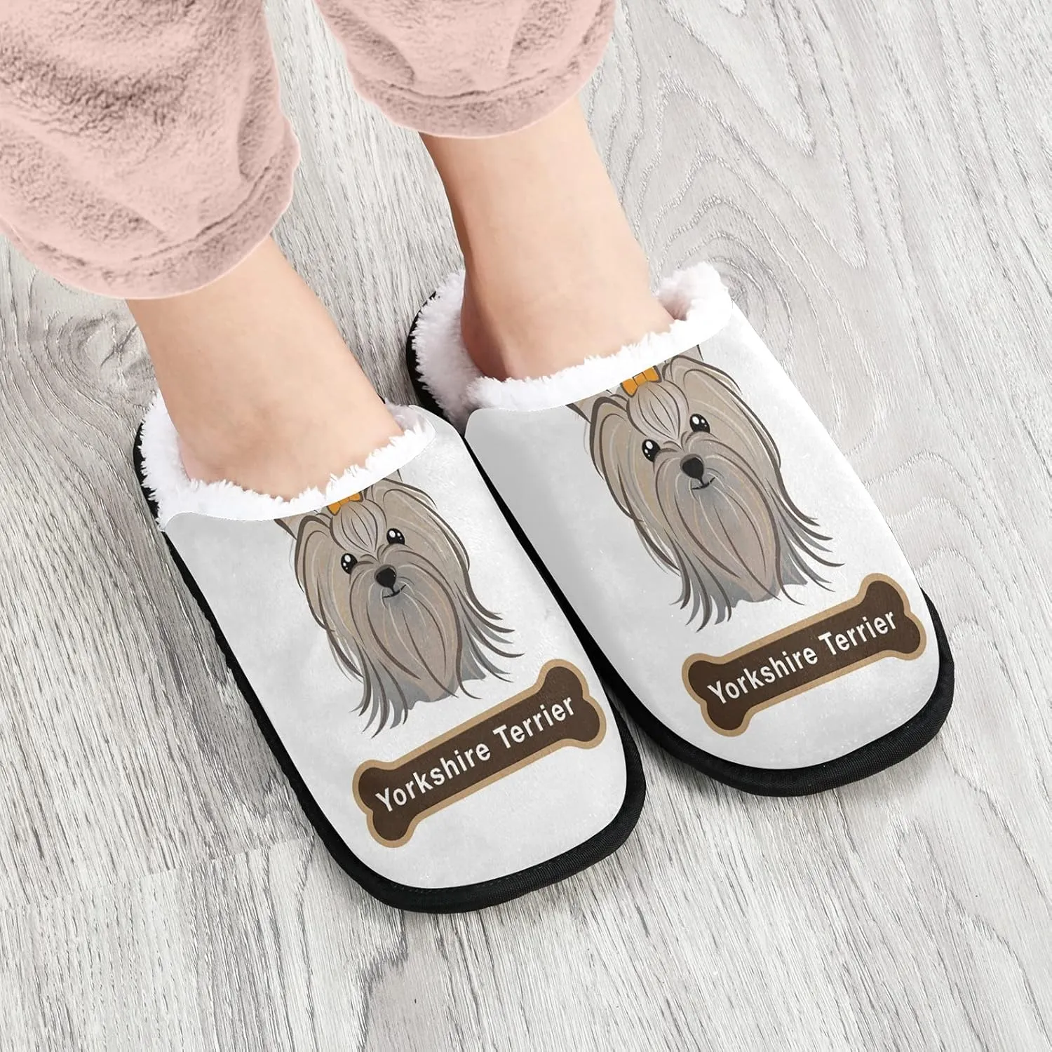 Unisex Slippers Fuzzy Feet Plush Slippers Anti-Slip Warm House Shoes M/L