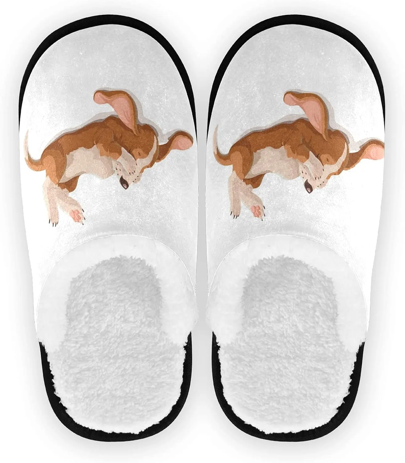Unisex Slippers Fuzzy Feet Plush Slippers Anti-Slip Warm House Shoes M/L