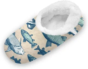 Vintage Fish Marine Life Boys Girls House Slippers Toddler Home Shoes Winter Indoor Shoes XS