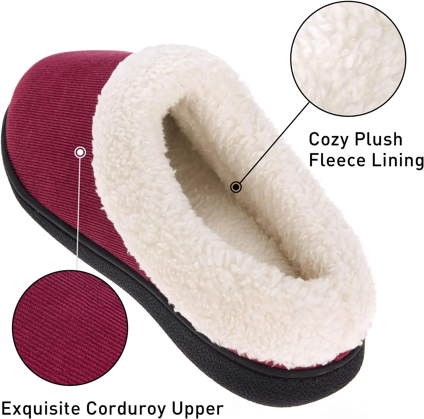 VONMAY Fuzzy House Slippers for Women Memory Foam Slippers with Fleece Collar Indoor Outdoor
