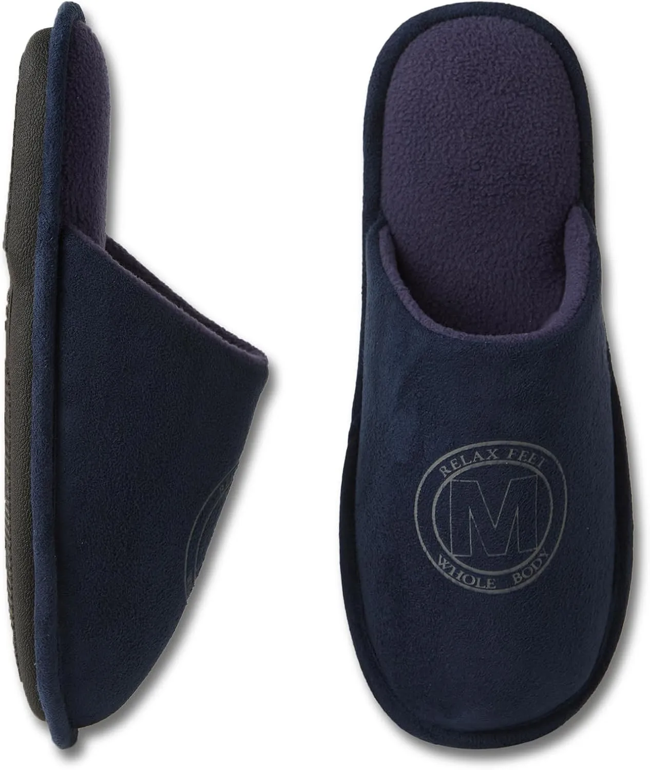 WALKFUN House Slippers for Men Two-Tone Indoor Slip on House Shoes Memory Foam Home Full Toe Comfortable Home Slippers Indoor Outdoor