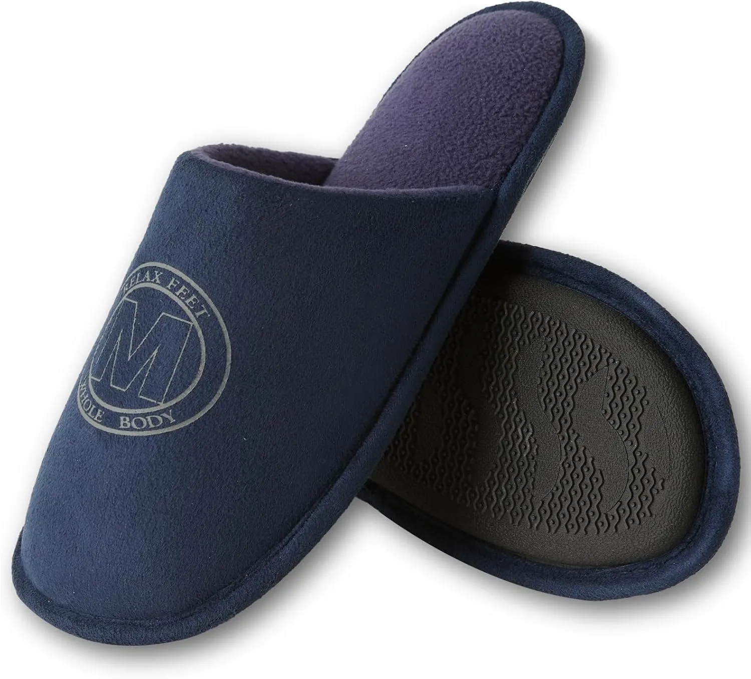 WALKFUN House Slippers for Men Two-Tone Indoor Slip on House Shoes Memory Foam Home Full Toe Comfortable Home Slippers Indoor Outdoor
