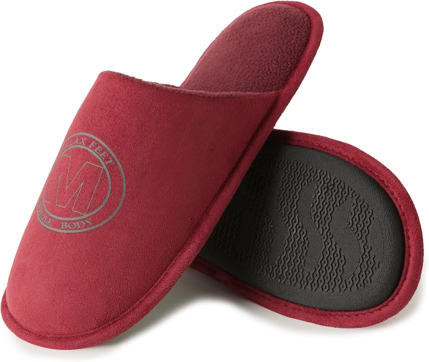 WALKFUN House Slippers for Men Two-Tone Indoor Slip on House Shoes Memory Foam Home Full Toe Comfortable Home Slippers Indoor Outdoor