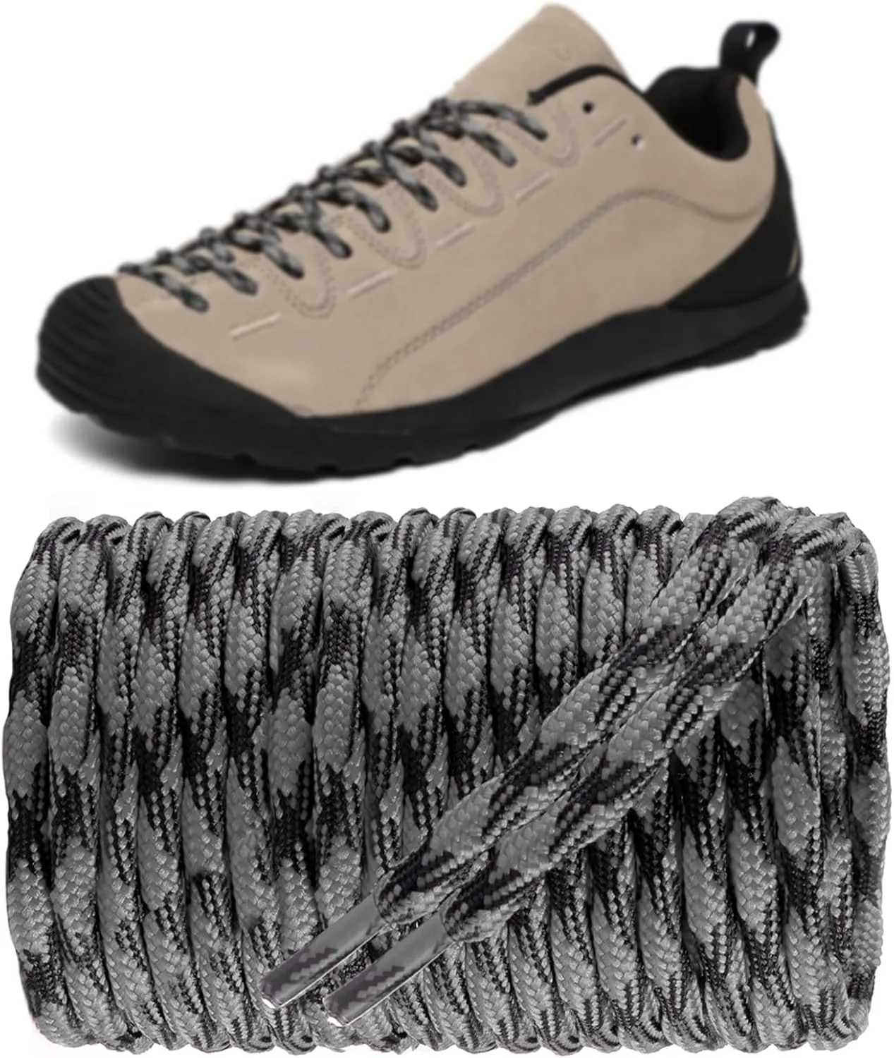 Wave Shape Boot Laces for KEEN Hiking Shoes, 4.5mm Non Slip Round Heavy Duty Durable Shoelaces Replacement Strings