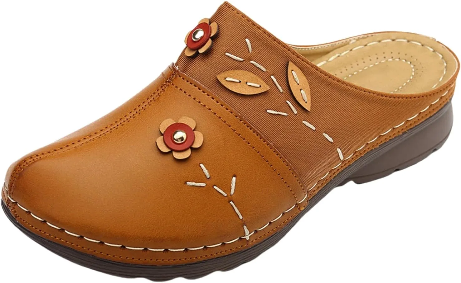 Wedge Orthopedic Sandals for Women Clogs Shoes Summer Casual Flowers Soft Slip On Mules Summer Comfortable Platform Sandals Beach Slippers