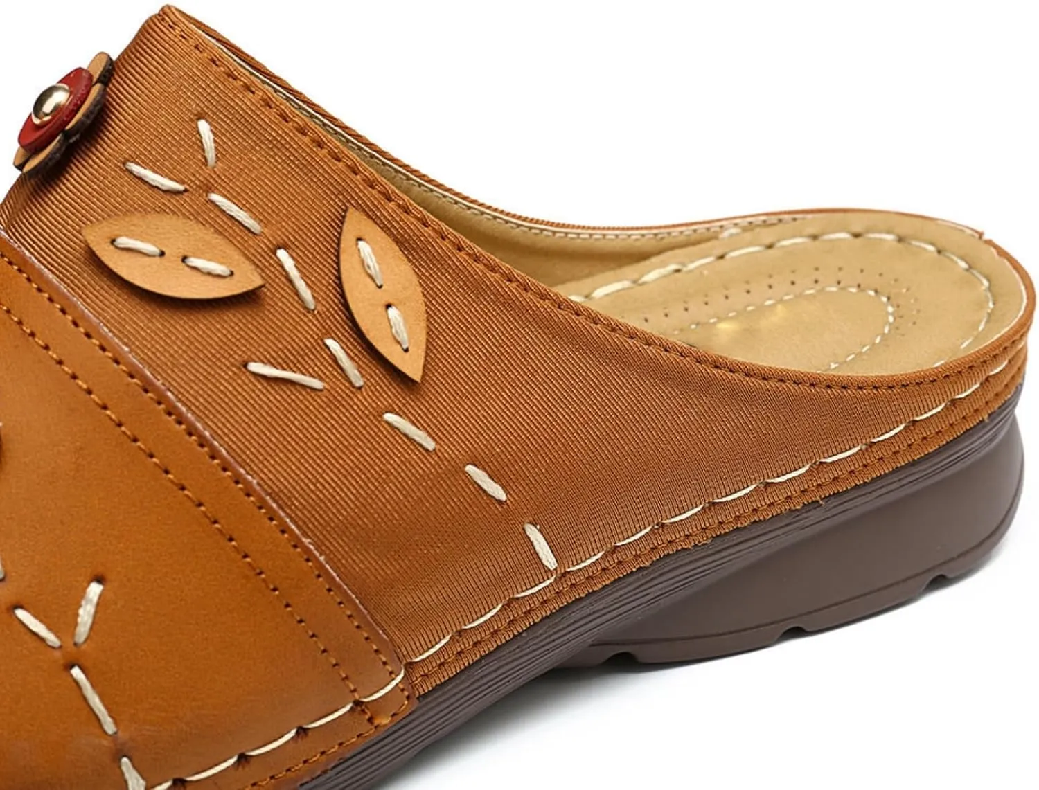 Wedge Orthopedic Sandals for Women Clogs Shoes Summer Casual Flowers Soft Slip On Mules Summer Comfortable Platform Sandals Beach Slippers