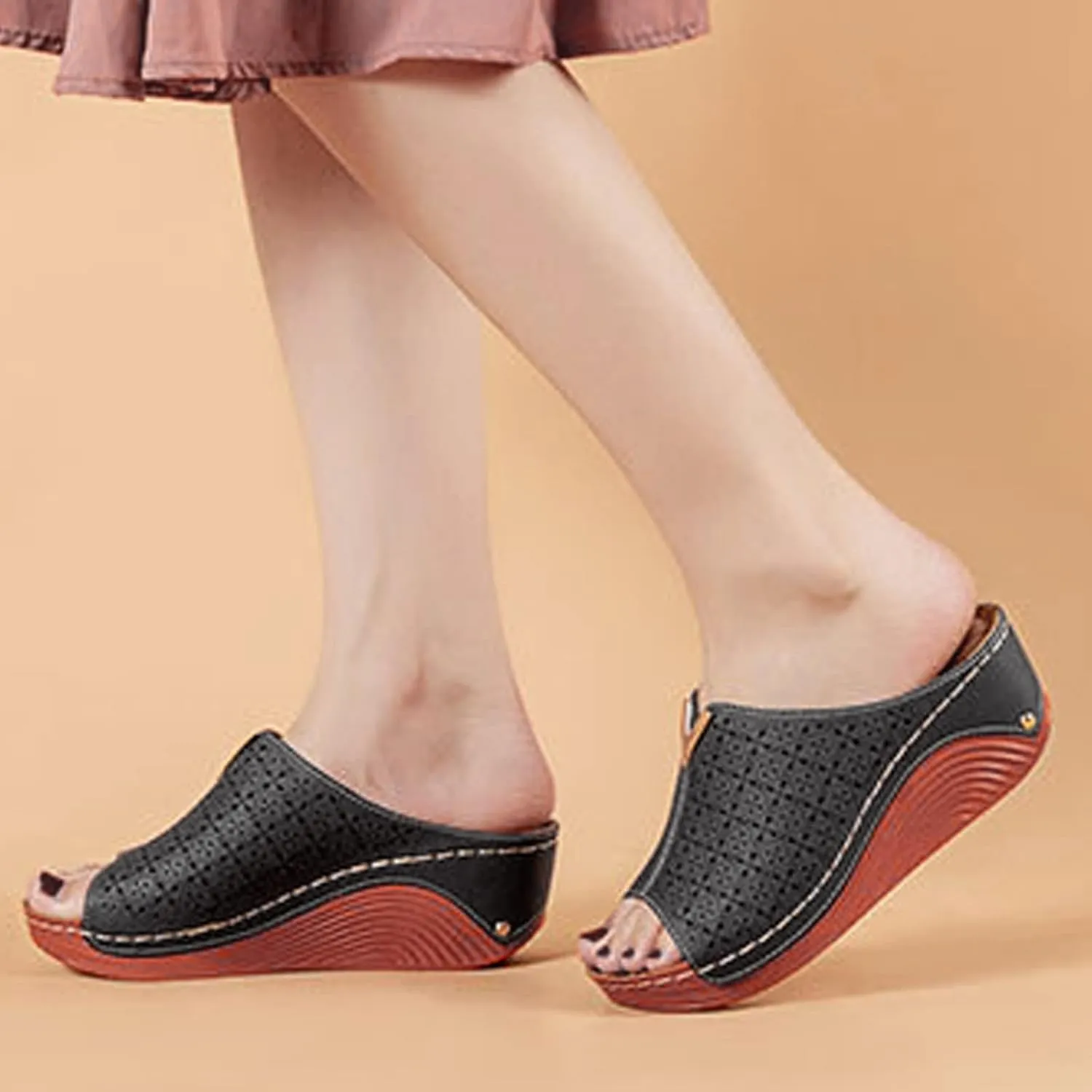Wedge Sandals for Women Double Buckle Ankle Strap and Peep Toe Platform Heels for Secure Fit and Breathability Orthopedic Sandal Beach Dressy Flip Flops for Wide Toe 2025 Spring