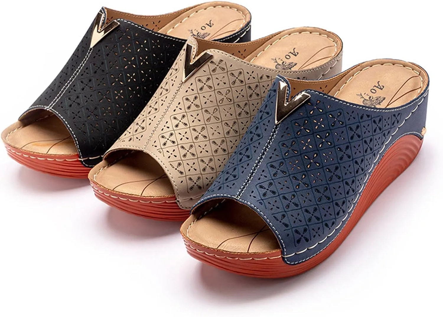 Wedge Sandals for Women Double Buckle Ankle Strap and Peep Toe Platform Heels for Secure Fit and Breathability Orthopedic Sandal Beach Dressy Flip Flops for Wide Toe 2025 Spring