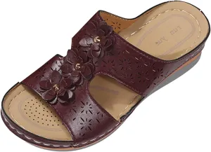 Wedge Sandals for Women Double Buckle Ankle Strap and Peep Toe Platform Heels for Secure Fit and Breathability Orthopedic Sandal Beach Dressy Flip Flops for Wide Toe 2025 Spring