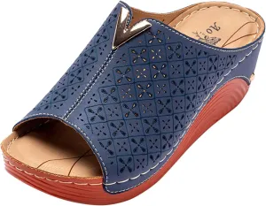 Wedge Sandals for Women Double Buckle Ankle Strap and Peep Toe Platform Heels for Secure Fit and Breathability Orthopedic Sandal Beach Dressy Flip Flops for Wide Toe 2025 Spring