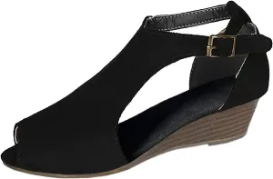 Wedge Sandals for Women Dressy Buckle Strappy Espadrille Platform Heels Open Toe Comfortable Slip On Beach Wedding Party Shoes Orthopedic Sandal Beach Dressy Flip Flops for Wide Toe 2025 Spring