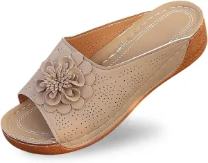 Wedge Sandals For Women Dressy Summer Slip On Orthopedic Flat Sandal, Womens Slides Comfortable Walking Platform Sandals