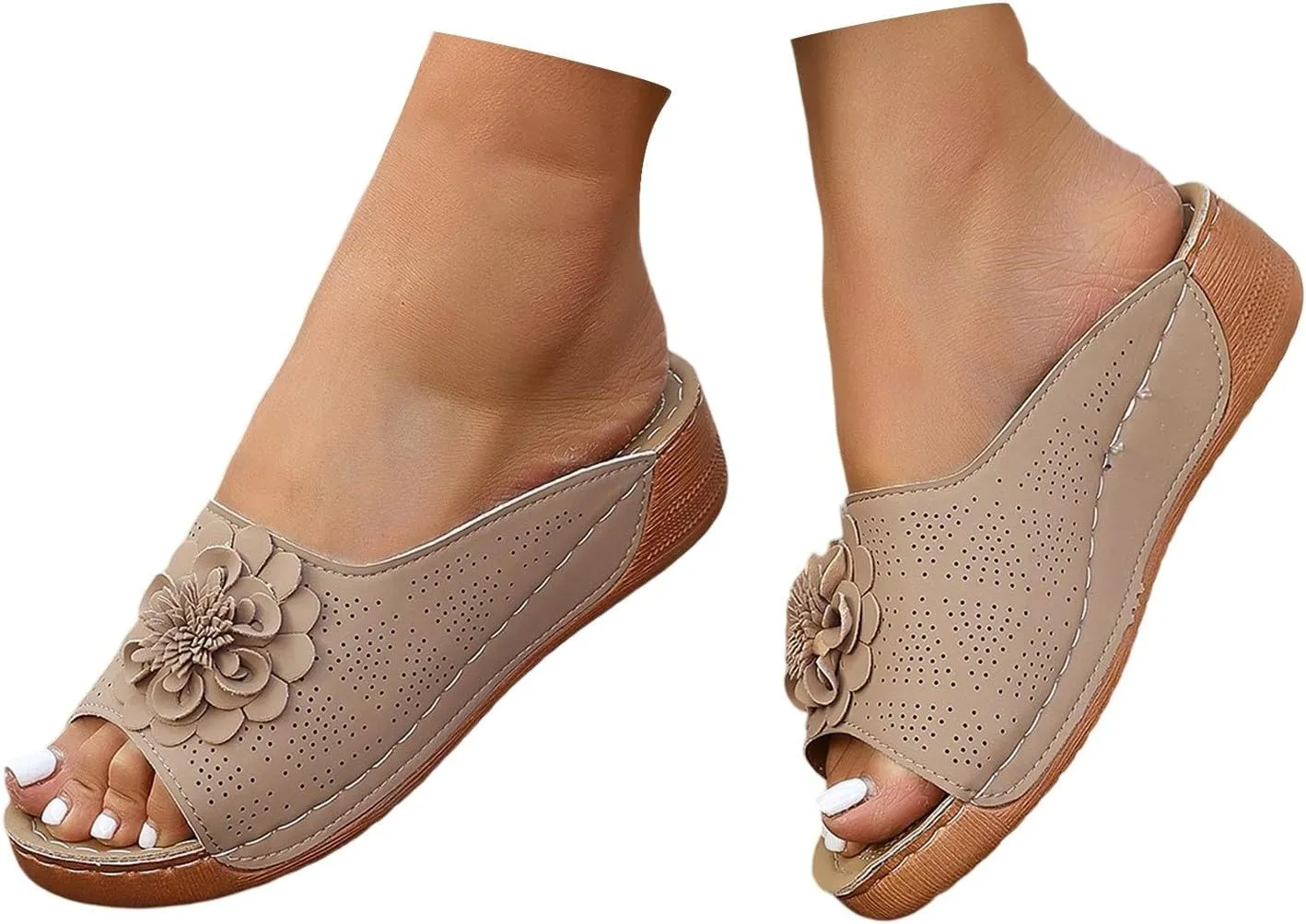 Wedge Sandals For Women Dressy Summer Slip On Orthopedic Flat Sandal, Womens Slides Comfortable Walking Platform Sandals