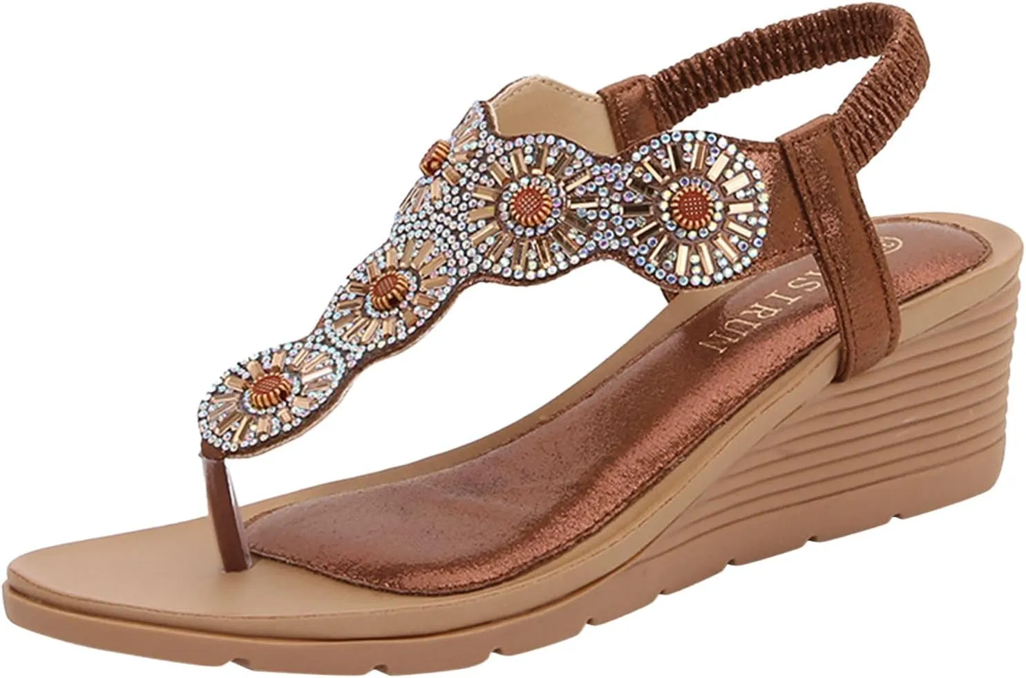 Wedge Sandals for Women Elasticized Crisscross Straps Slip On Platform Slides with Cushioned Footbed for All Day Wear Orthopedic Sandal Beach Dressy Flip Flops for Wide Toe 2025 Spring