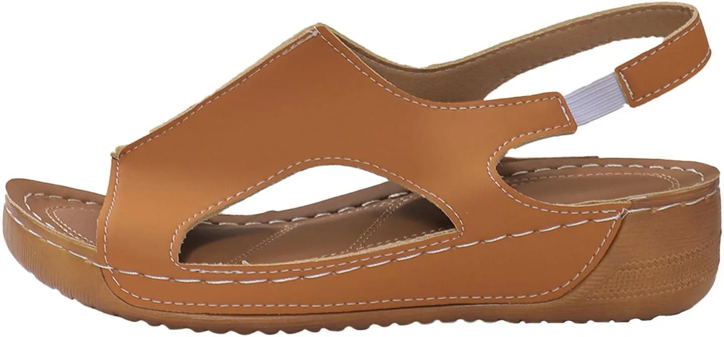 Wedge Sandals for Women Orthopedic Sandals Arch Support Comfortable Sandals Ankle Strap Open Toe Platform Slingback Summer Fish Mouth Sandals