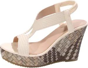 Wedge Sandals for Women Summer Arch Support Orthopedic Sandals Ankle Strap Platform Wedge, Breathable Open Toe Shoes Comfortable Beach Casual Sandal All Day Comfort