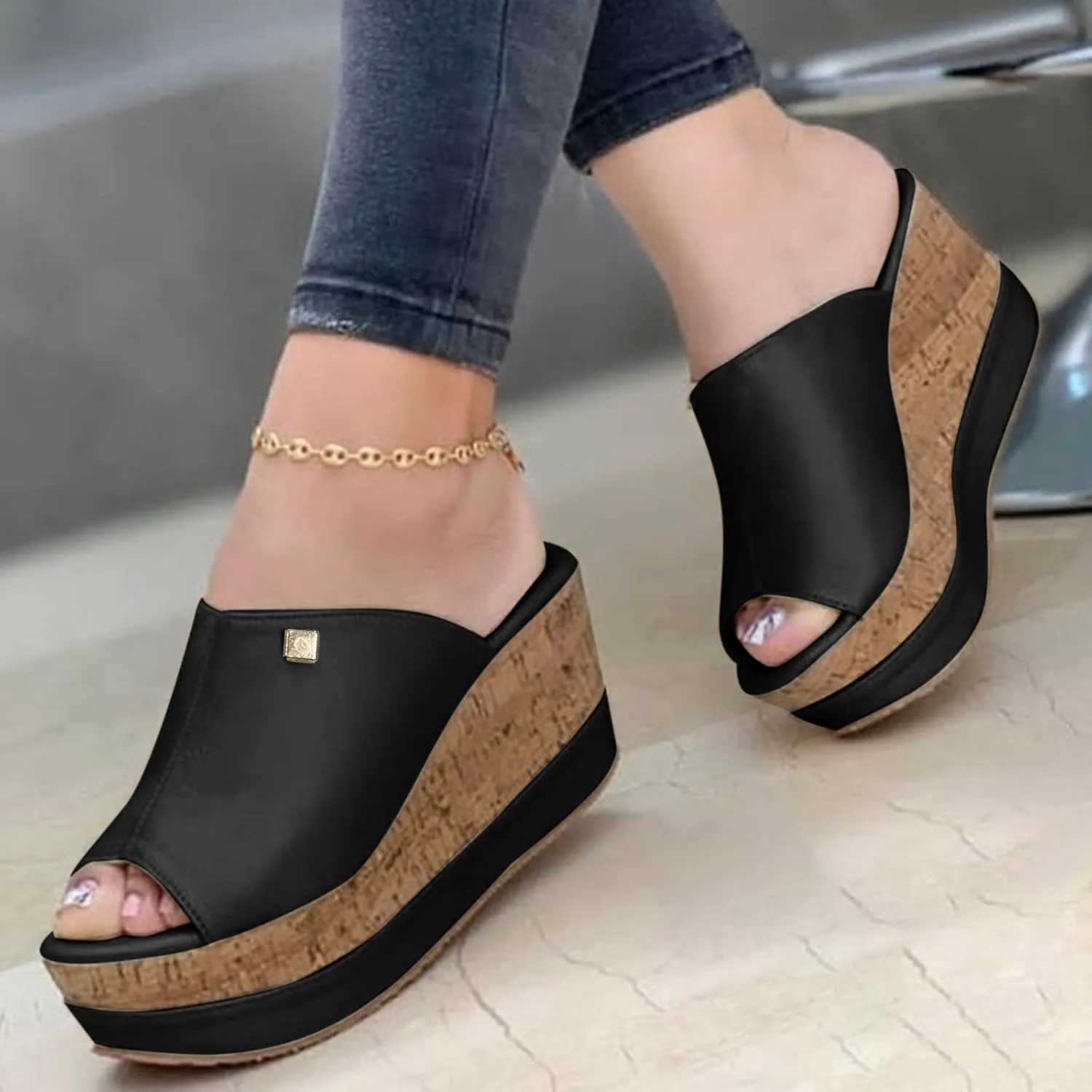 Wedge Sandals for Women Wide Fit Options with Memory Foam Insole and Adjustable Ankle Strap for Custom Comfortable Orthopedic Sandal Beach Dressy Flip Flops for Wide Toe 2025 Spring