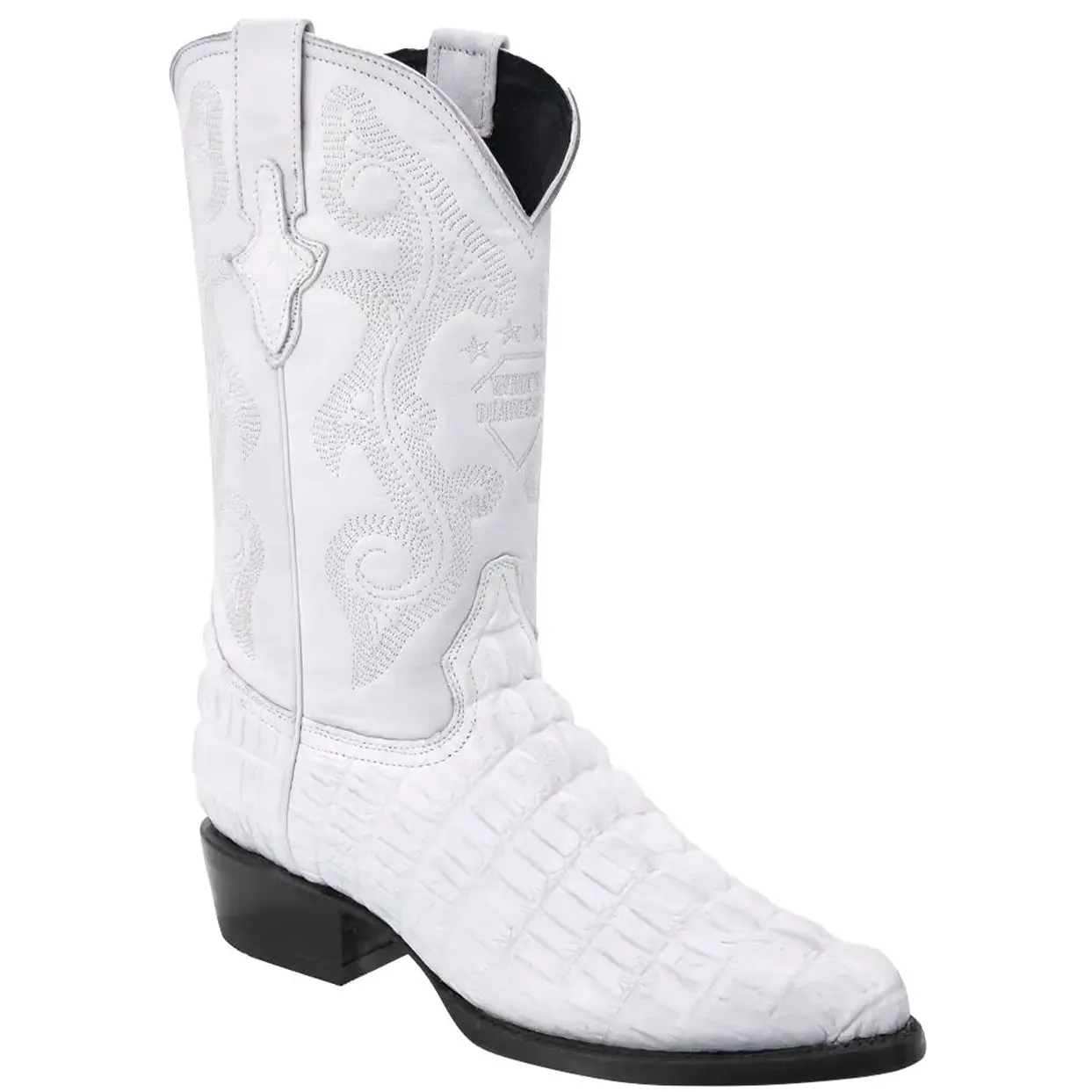White Crocodile Print Boots