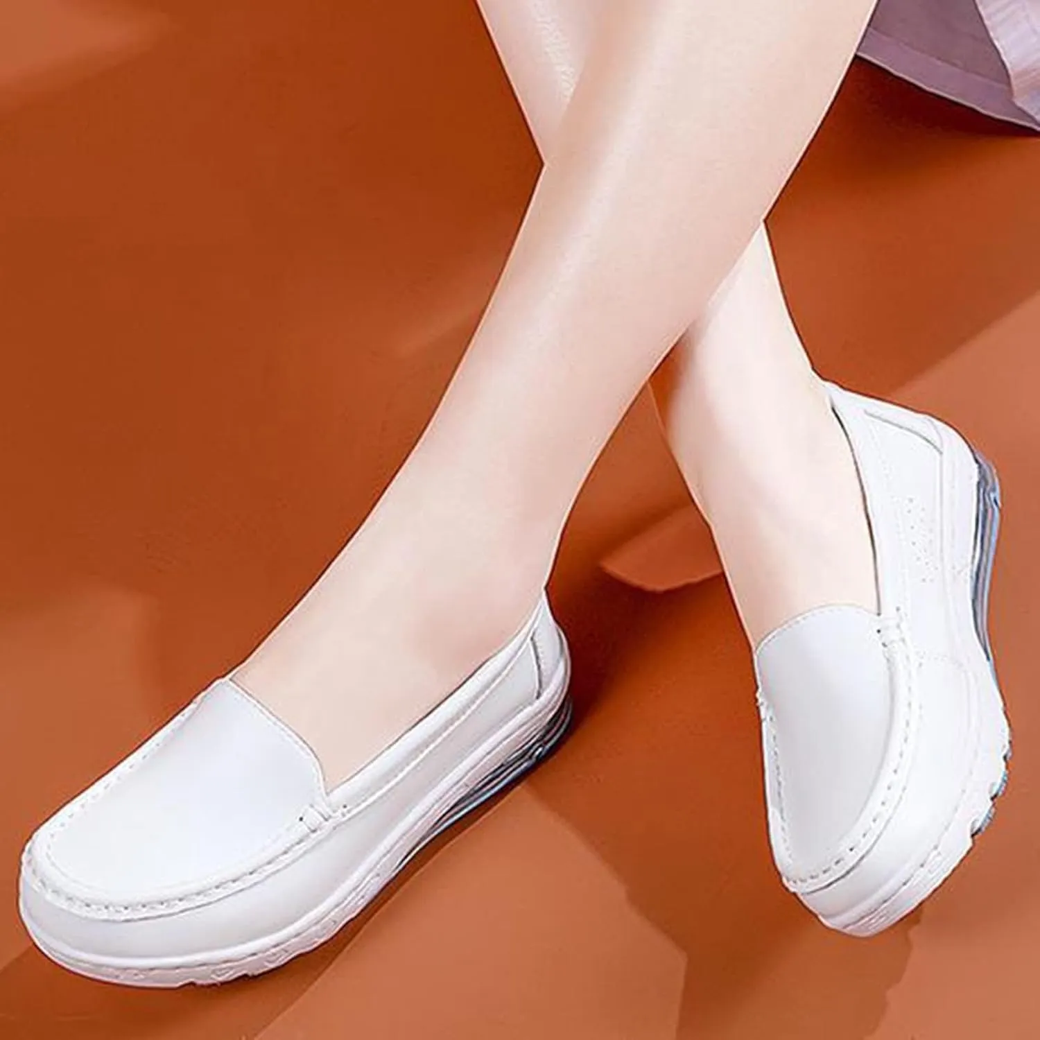 White Healthcare Nursing Shoes Women,Professional Comfortable Orthopedic Nurse Work Shoes,Breathable Soft Non-Slip Sole Loafers Food Service Chef Shoes,with Arch Support