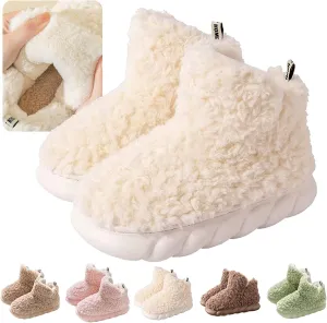 Winter Soft Warm Bootie Fluffy Plush Slip-On Booty Slipper, Women's Indoor Outdoor Lovely Fleece Booties (C,6-7)