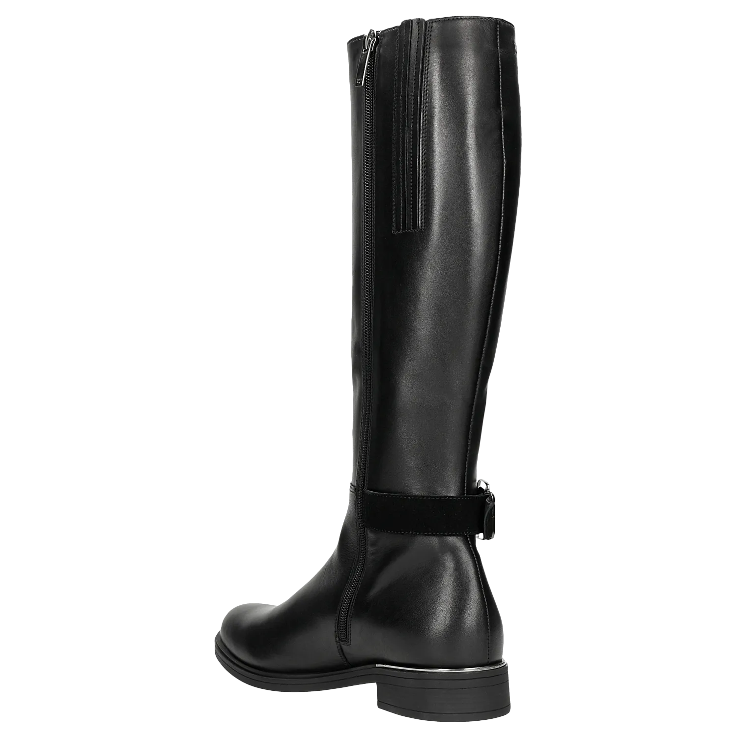 Wojas Black Insulated Leather Knee High Boots with Straps | 7101171