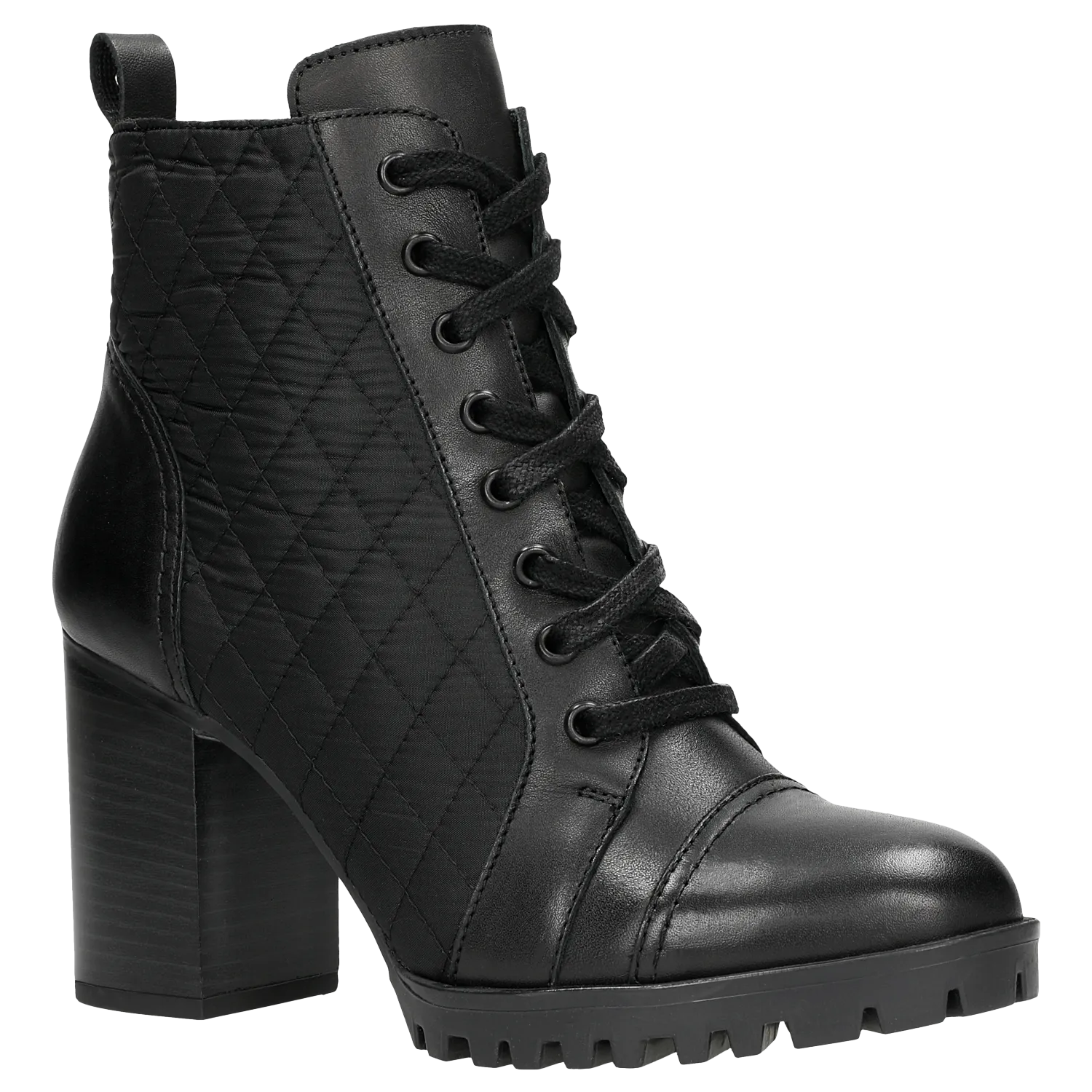 Wojas Black Quilted Leather Ankle Boots | 6405681