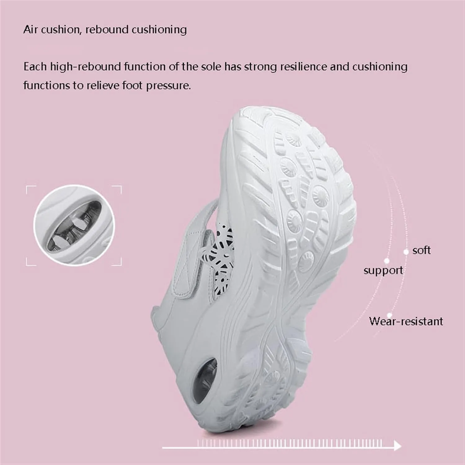 Women Orthopedic Air Cushion Nurse Shoes, Women's Plus Size Adjustable Hollow Out Platform Breathable Nurse Shoes, Non-Slip Comfortable Casual Nursing Orthotic Lightweight Shoes