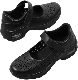 Women Orthopedic Air Cushion Nurse Shoes, Women's Plus Size Adjustable Hollow Out Platform Breathable Nurse Shoes, Non-Slip Comfortable Casual Nursing Orthotic Lightweight Shoes