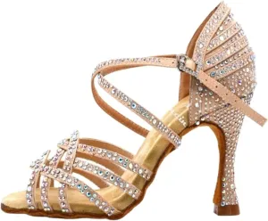 Women Salsa Dance Shoes Latin Ballroom Shoes Latin Dance Shoes Tango Party Shoes 9cm(Skin Heel 6cm,11)