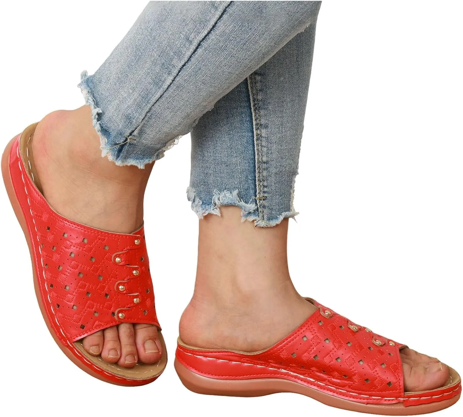 Women Shoes Wedge Heel Sandals Fashionable One Foot Wear Can Correct Arch Bohemian Sandals