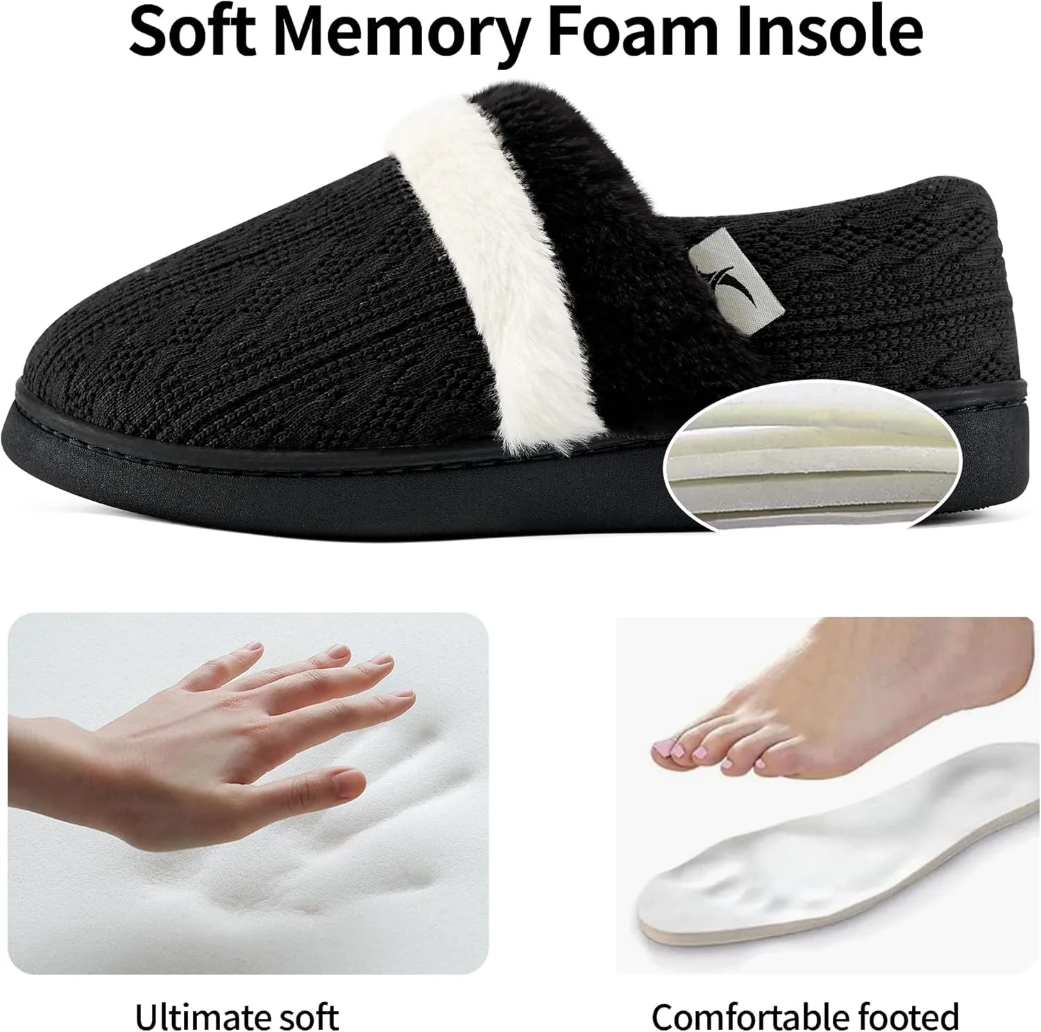 Women Slippers Fuzzy Ladies Shoes: Warm House Slippers for Indoor Outdoor