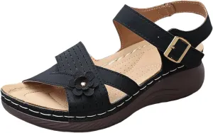 Women Summer Orthopedic Wedge Sandals Floral Open Toe Comfortable Wedge Shoes Fashionable Stylish Breathable Non Slip Wedge Shoes