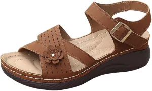 Women Summer Orthopedic Wedge Sandals Floral Open Toe Comfortable Wedge Shoes Fashionable Stylish Breathable Non Slip Wedge Shoes
